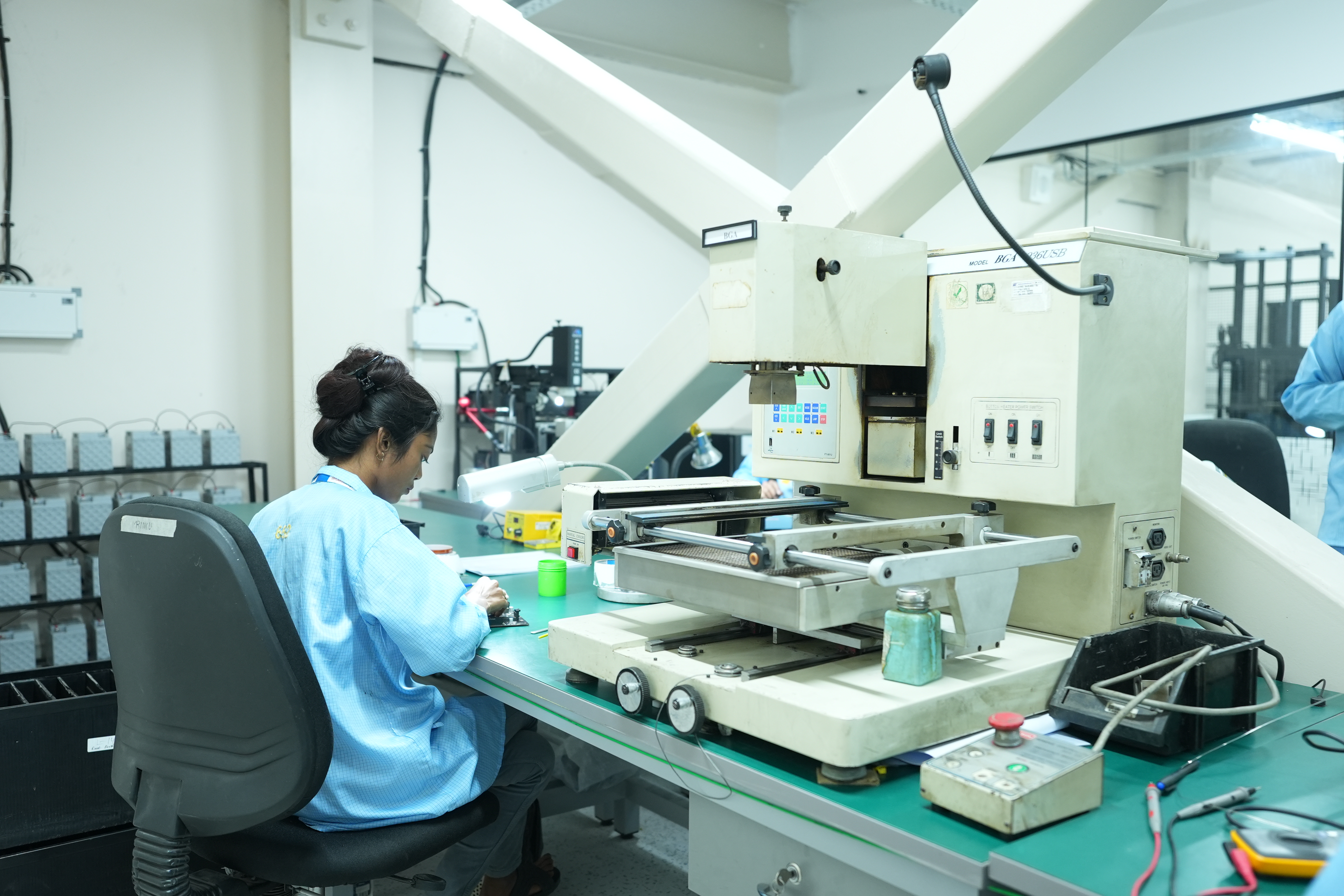Engineer performing precision refurbishment work